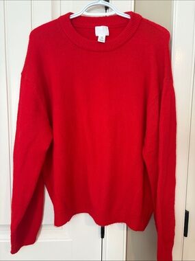 H&M cozy Classic Crewneck Sweater in Red